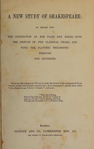 A new study of Shakespeare