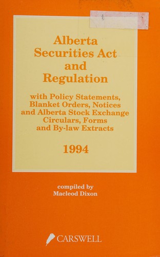 Alberta Securities Act and Regulation, 1994