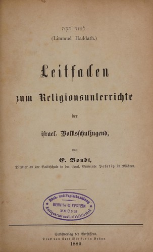 Leitfaden zum Religionsunterrichte der israel. Volksschuljugend