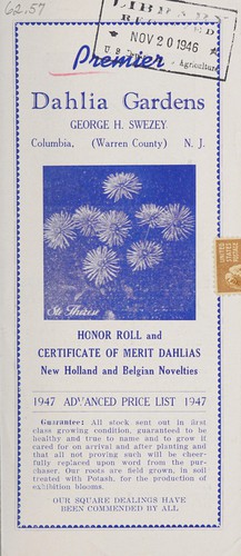 Honor roll and certificate of merit dahlias, new Holland and Belgian novelties