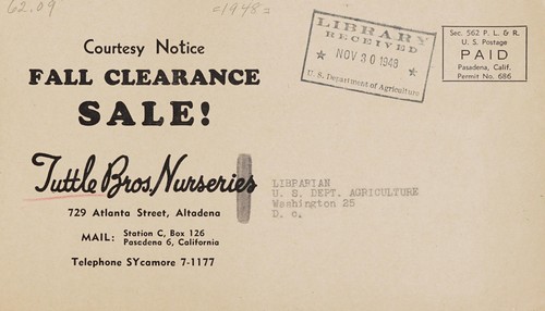 Courtesy notice, fall clearance sale
