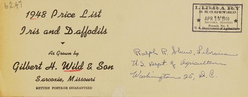 1948 price list iris and daffodils