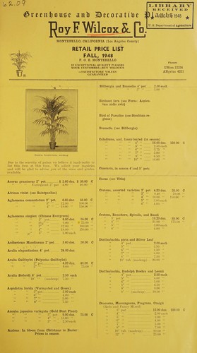 Retail price list, fall, 1948
