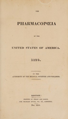 The pharmacopoeia of the United States of America. 1820