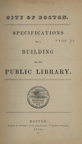 Specifications for a building for the public library