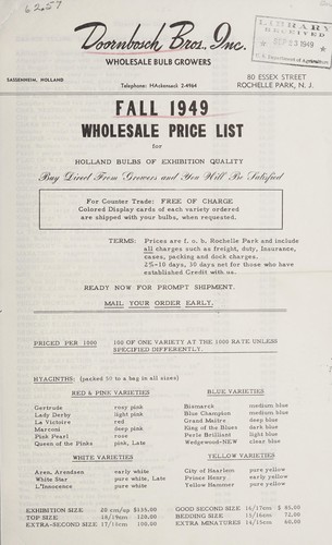 Fall 1949 wholesale price list