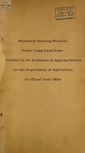 Statement of projects under lump fund items included in the budget for the fiscal year 1924-1926 and comparable projects for 1924 and 1923