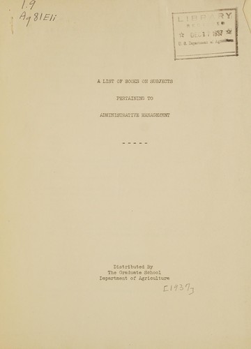 List of books on subjects pertaining to administrative management