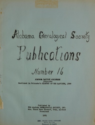 Alabama Baptist ministers, 1803 to 1840