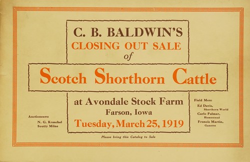 C. B. Baldwin's closing out sale of Scotch shorthorn cattle