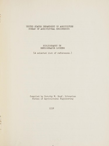 Bibliography on refrigerator lockers (a selected list of references)