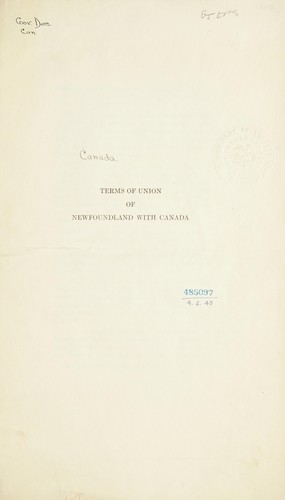 TERMS OF UNION OF NEWFOUNDLAND WITH CANADA