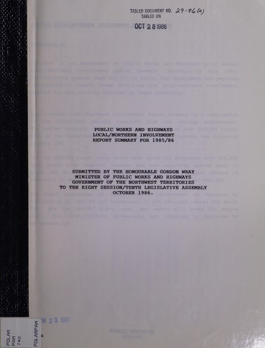 Local/northern involvement report summary for 1985/86