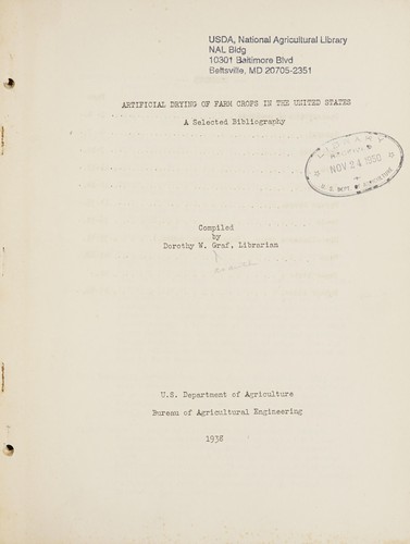 Artificial drying of farm crops in the United States