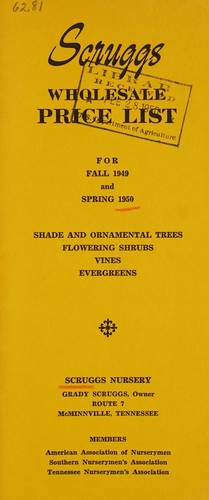 Scruggs wholesale price list for fall 1949 and spring 1950
