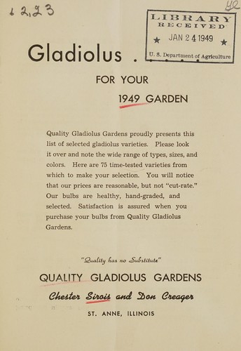 Gladiolus for your 1949 garden