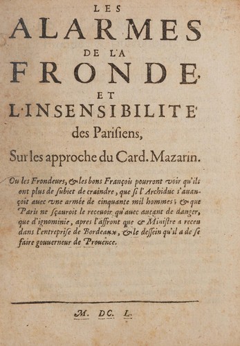 Les alarmes de la Fronde