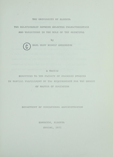 The relationship between selected characteristics and variations in the role of the principal