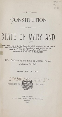 The constitution of the State of Maryland