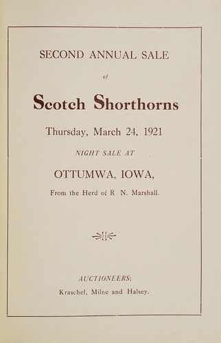 Second annual sale of Scotch shorthorns