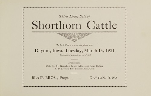 Third draft sale of shorthorn cattle