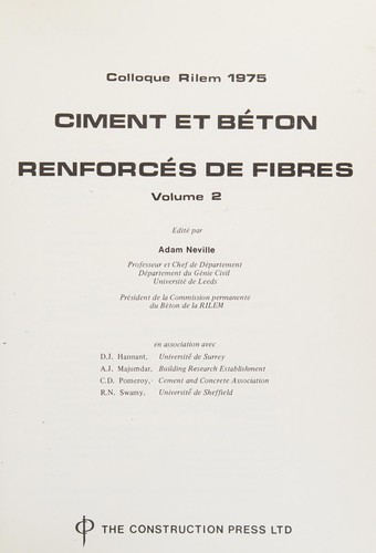 Fibre reinforced cement and concrete [papers]
