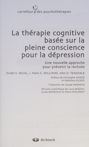 Thérapie cognitive basée sur la pleine conscience pour la dépression