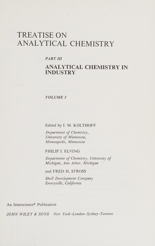 Treatise on analytical chemistry