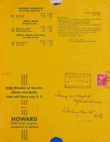 1950 pricelist of quality plants and bulbs that will $ave you $ $