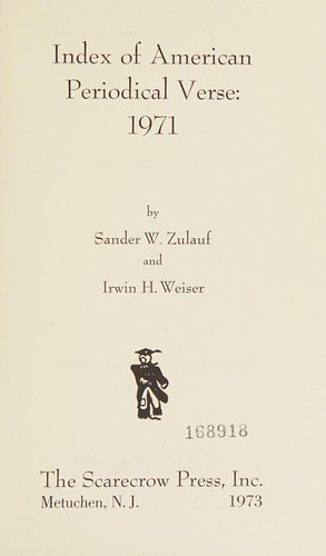 Index of American periodical verse ...