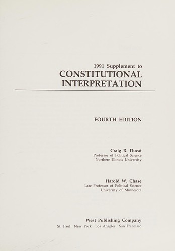 1991 supplement to constitutional interpretation
