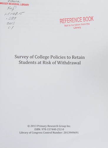Survey of college policies to retain students at risk of withdrawal
