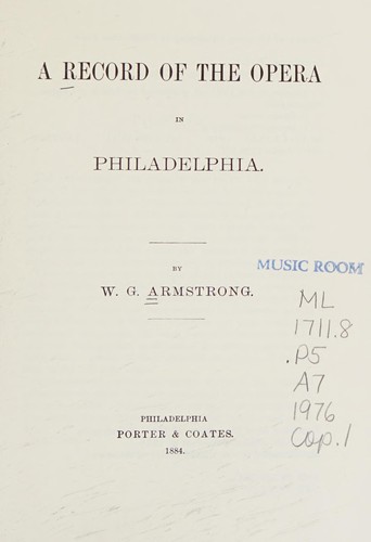 A record of the opera in Philadelphia