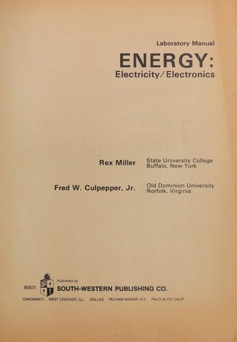 Laboratory manual [for] Energy, electricity/electronics