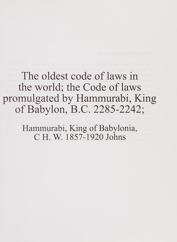Oldest code of laws in the world