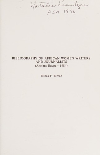 Bibliography ofAfrican women writers and journalists