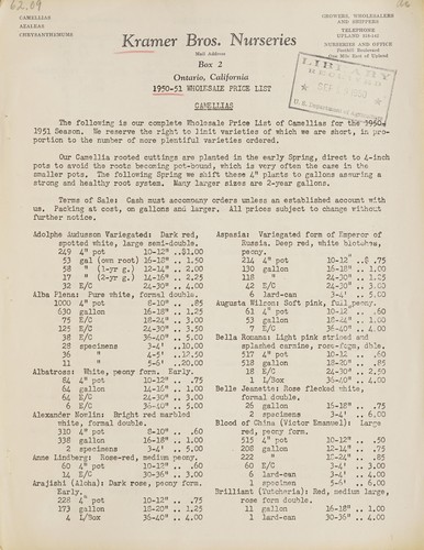 1950-51 wholesale price list