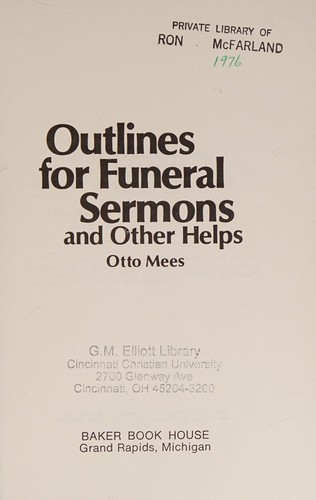Outlines for funeral sermons and other helps