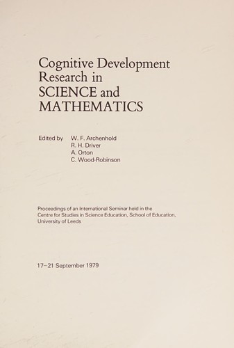 Cognitive development research in science and mathematics