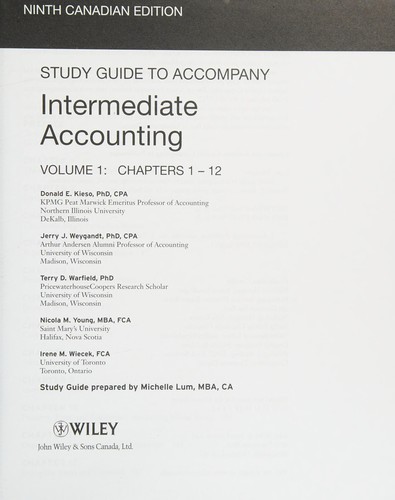 Study guide to accompany Intermediate accounting, ninth Canadian edition, Donald E. Kieso ...