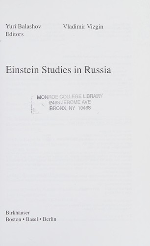 Einstein Studies in Russia (Progress in Mathematical Physics)
