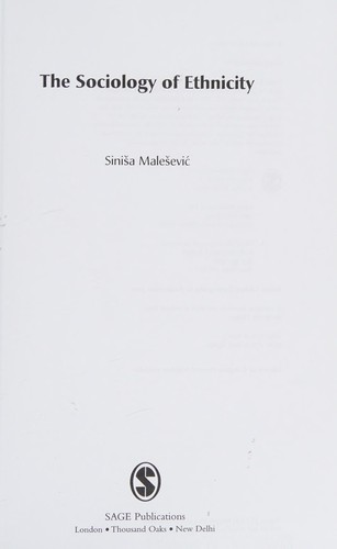 The sociology of ethnicity