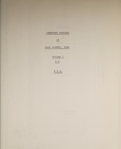 Cemetery records of Cass County, Iowa