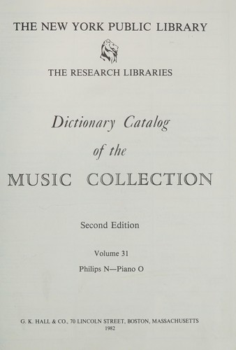 Dictionary catalog of the music collection