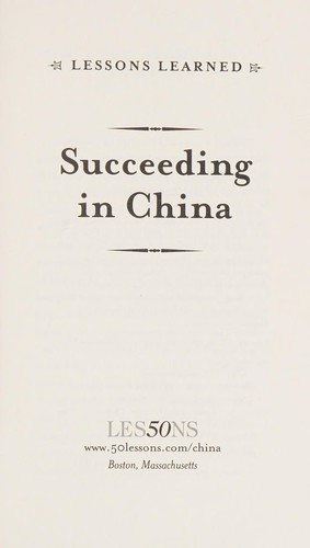 Succeeding in China