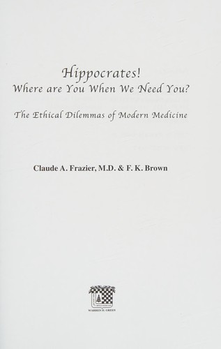 Hippocrates! where are you when we need you?