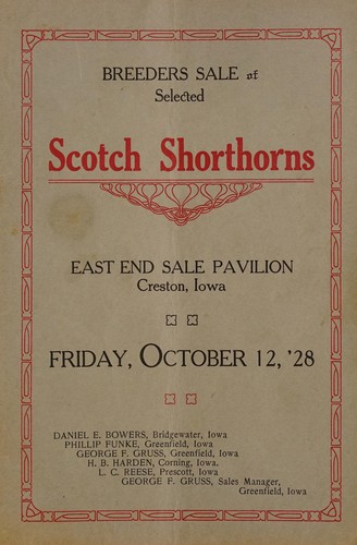Breeders sale of selected Scotch shorthorns