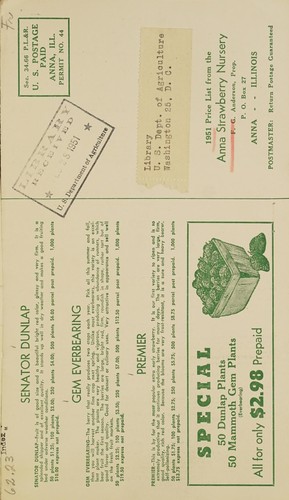 1951 price list from the Anna Strawberry Nursery