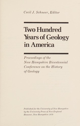 Two hundred years of geology in America