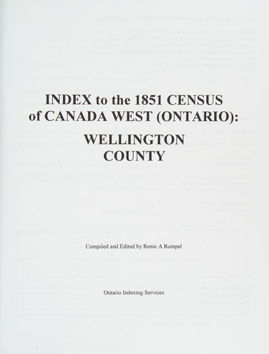 Index to the 1851 census of Canada West (Ontario)